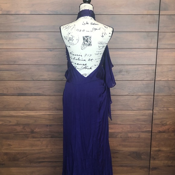 Sleeveless Halter Evening Gown Flared Purple - Picture 3 of 8